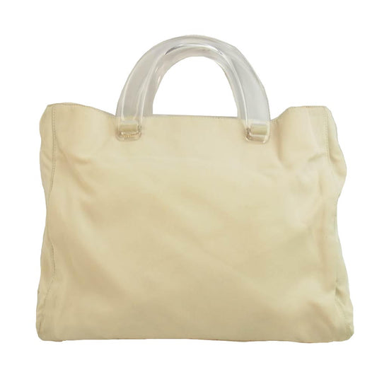 PRADA プラダ B8166 クリアハンドル トートバッグ ベージュ系【中古】