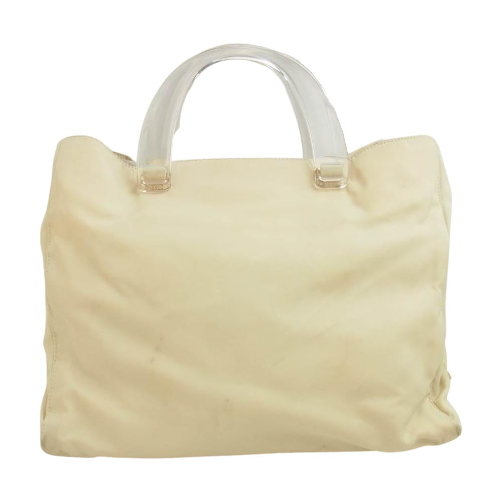 PRADA プラダ B8166 クリアハンドル トートバッグ ベージュ系【中古】