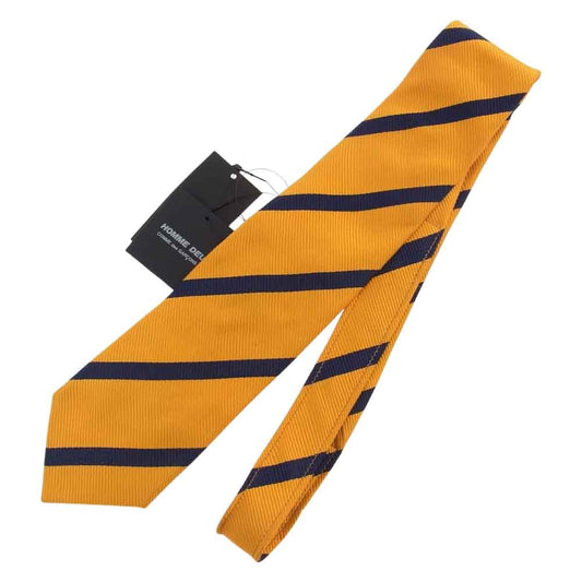 COMME des GARCONS コムデギャルソン HOMME DEUX オムドゥ DH-K414 シルク100％ ストライプ ネクタイ イエロー系【新古品】【未使用】【中古】