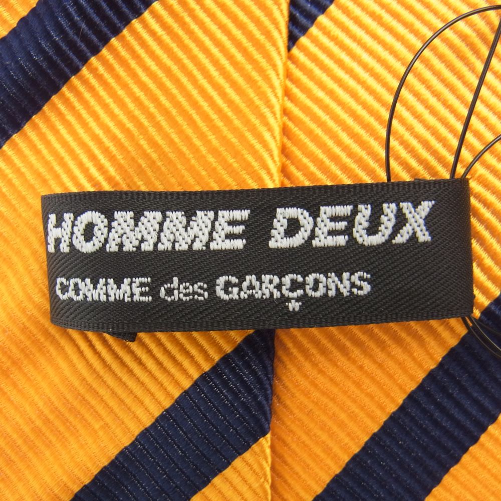 COMME des GARCONS コムデギャルソン HOMME DEUX オムドゥ DH-K414 シルク100％ ストライプ ネクタイ イエロー系【新古品】【未使用】【中古】