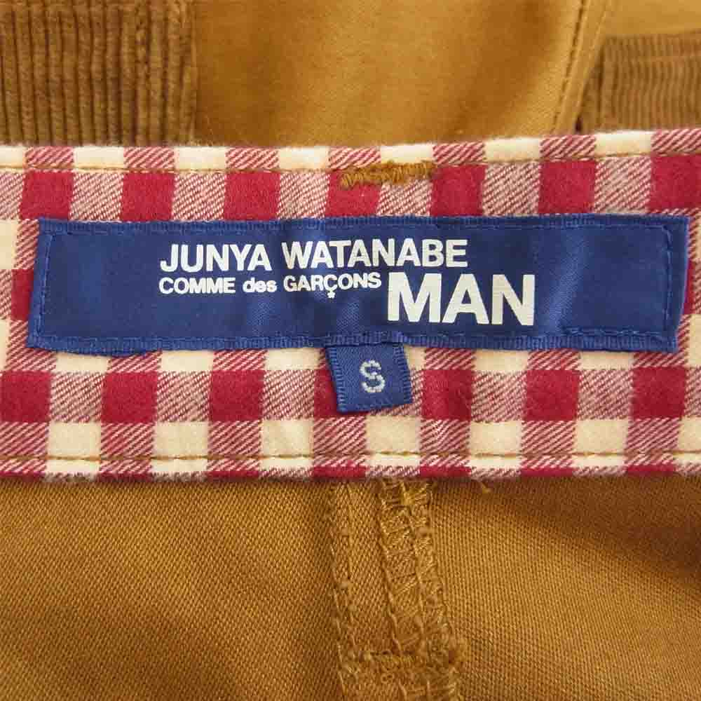 JUNYA WATANABE COMME des GARCONS MAN ジュンヤワタナベコムデギャルソンマン  21AW WH-P016 バックデザイン コーデュロイ切替 ワイド パンツ ブラウン系 S【新古品】【未使用】【中古】