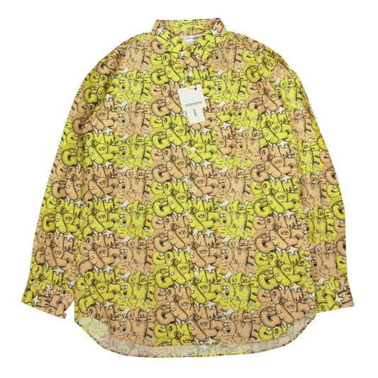 COMME des GARCONS コムデギャルソン SHIRT × KAWS カウズ FH-B031-W21-1 CLASSIC PRINT クラシックプリント ロゴ 総柄 グラフィック 長袖 シャツ イエロー系 L【新古品】【未使用】【中古】