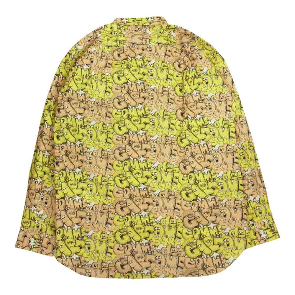 COMME des GARCONS コムデギャルソン SHIRT × KAWS カウズ FH-B031-W21-1 CLASSIC PRINT クラシックプリント ロゴ 総柄 グラフィック 長袖 シャツ イエロー系 L【新古品】【未使用】【中古】