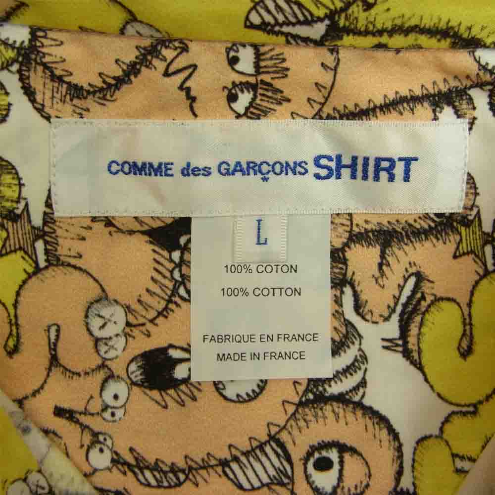 COMME des GARCONS コムデギャルソン SHIRT × KAWS カウズ FH-B031-W21-1 CLASSIC PRINT クラシックプリント ロゴ 総柄 グラフィック 長袖 シャツ イエロー系 L【新古品】【未使用】【中古】