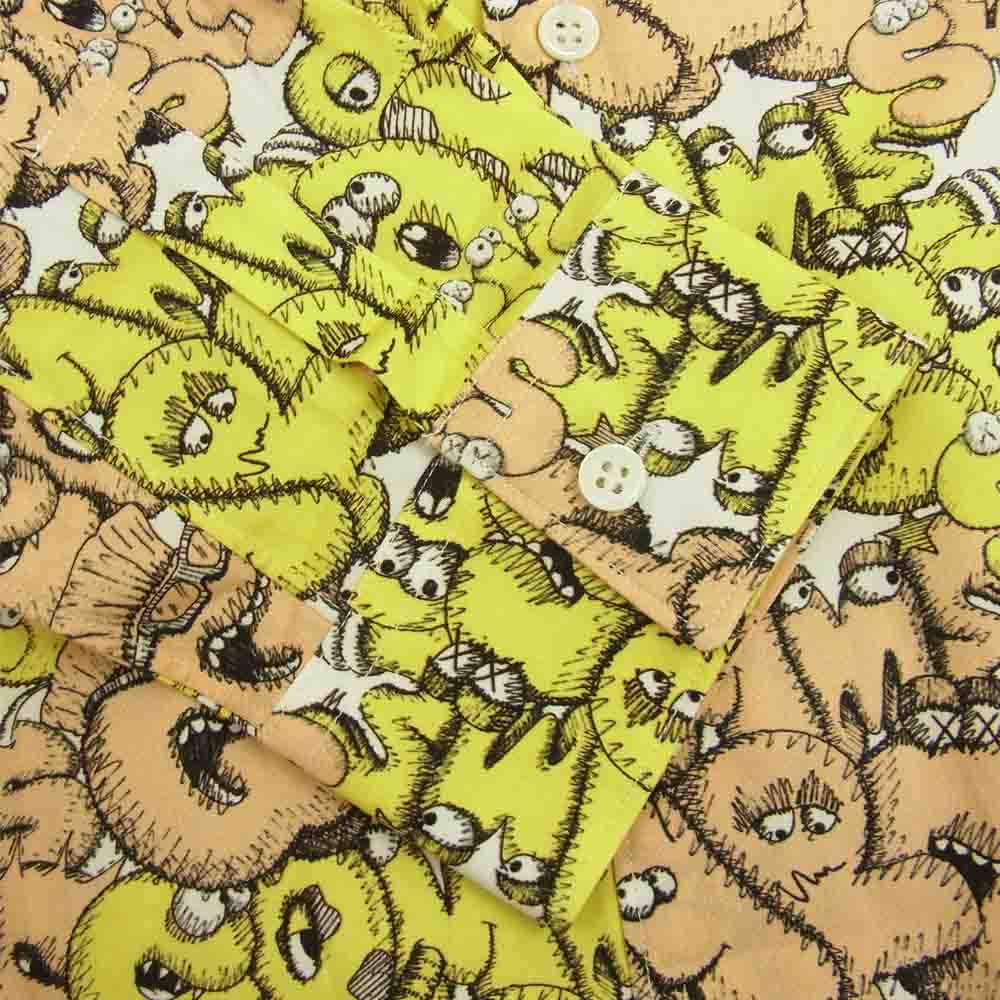 COMME des GARCONS コムデギャルソン SHIRT × KAWS カウズ FH-B031-W21-1 CLASSIC PRINT クラシックプリント ロゴ 総柄 グラフィック 長袖 シャツ イエロー系 L【新古品】【未使用】【中古】