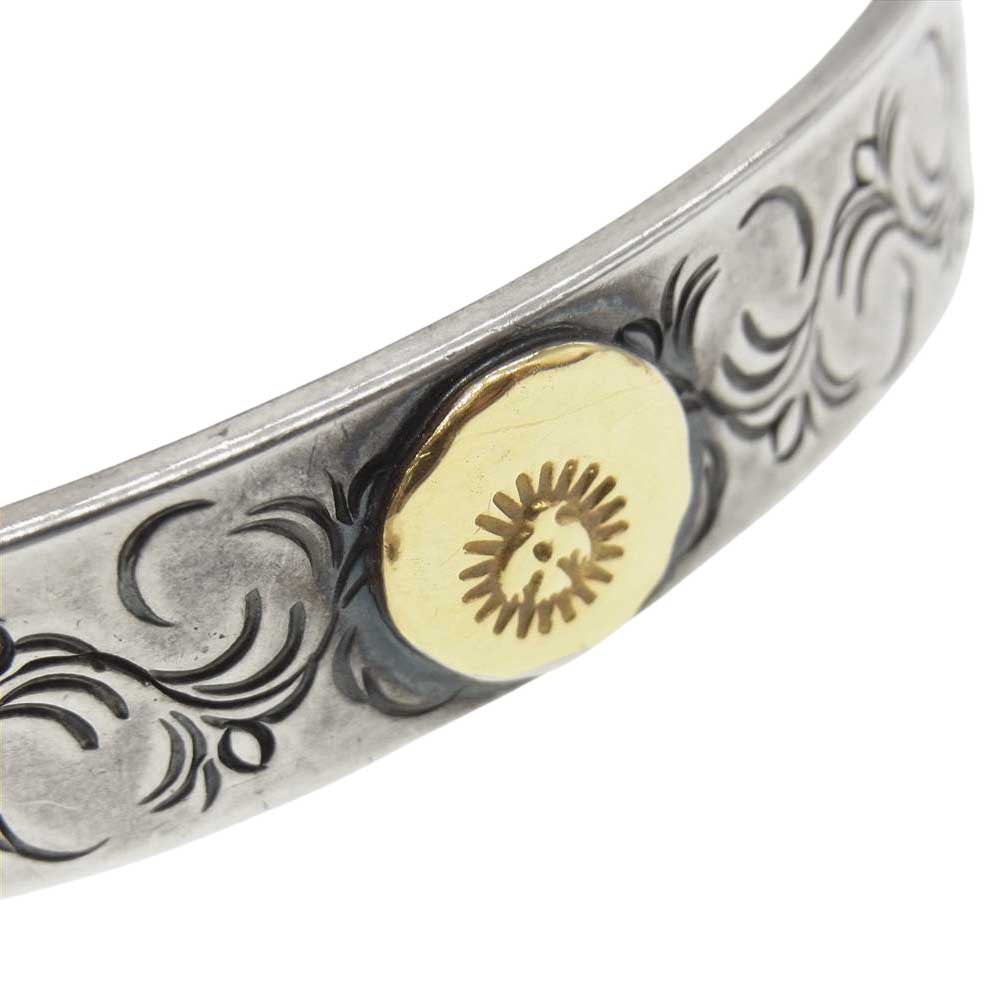 WINGROCK ウィングロック 金メタル 唐草 平打ち バングル シルバー系