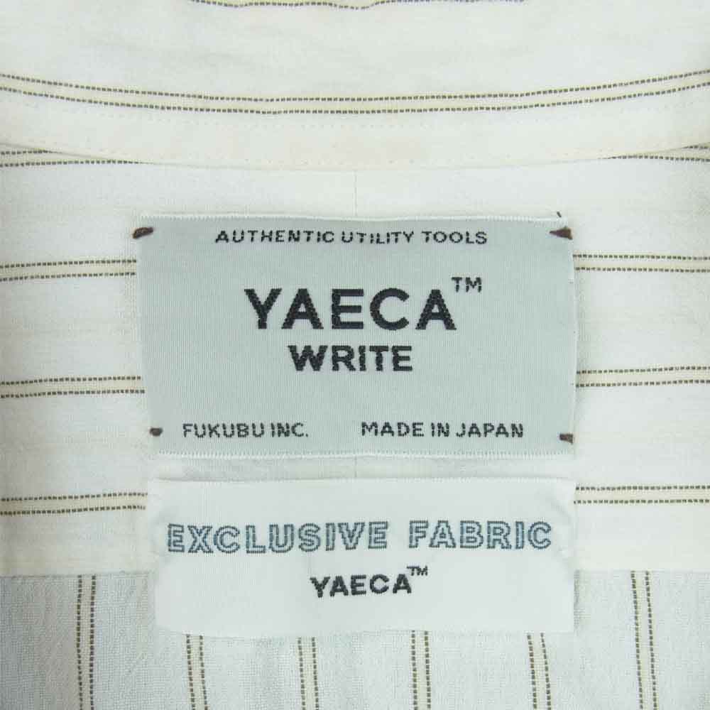 YAECA ヤエカ ストライプ バンドカラー 長袖 シャツ コットン リネン 日本製 オフホワイト系 M【中古】