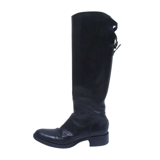 SARTORE サルトル イタリア製 レザー ロング レザー ジョッキーブーツ ブラック系 35【中古】