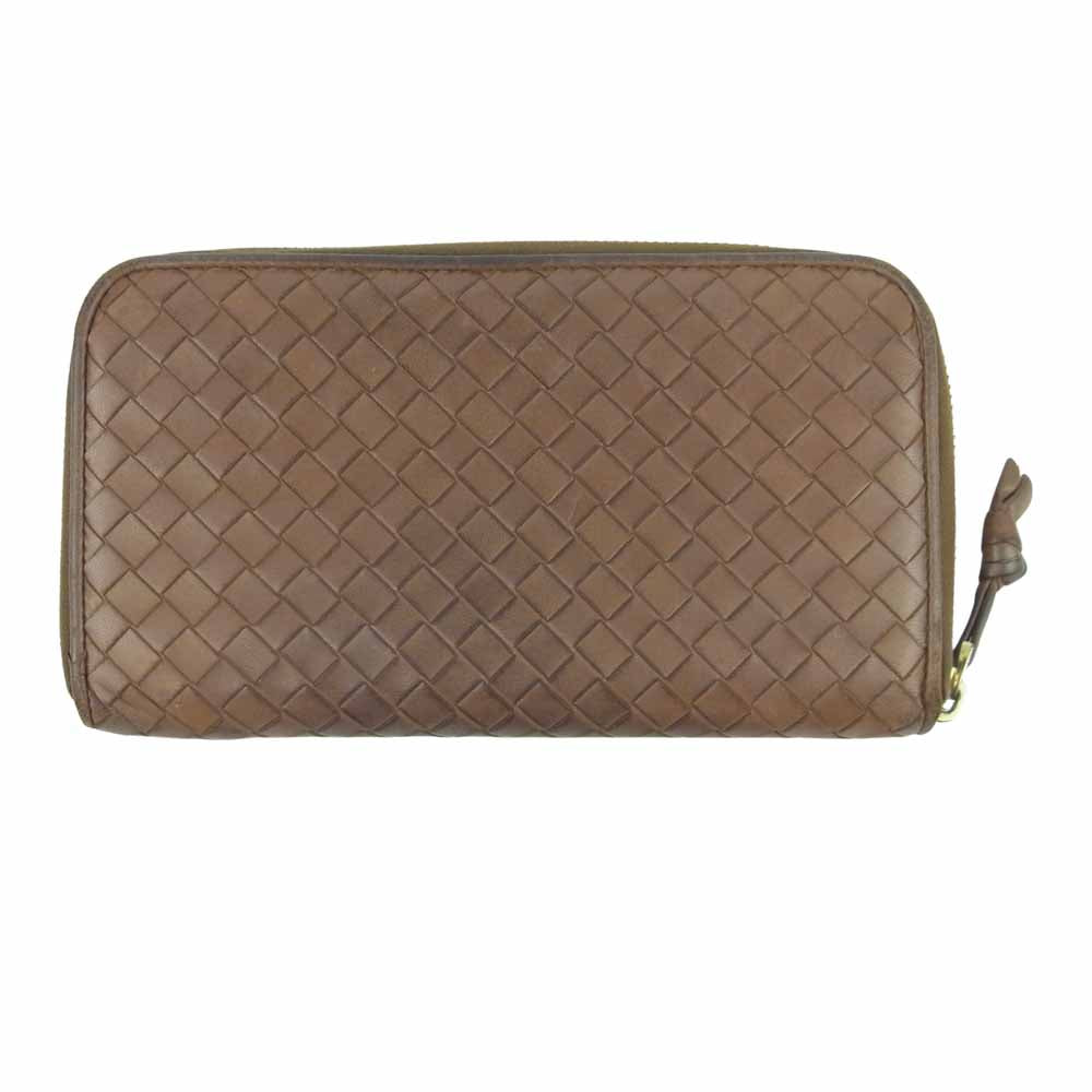 BOTTEGAVENETA ボッテガヴェネタ 114076 V0013 2510 イントレチャート ラウンドジップ ウォレット 財布 ブラウン系【中古】