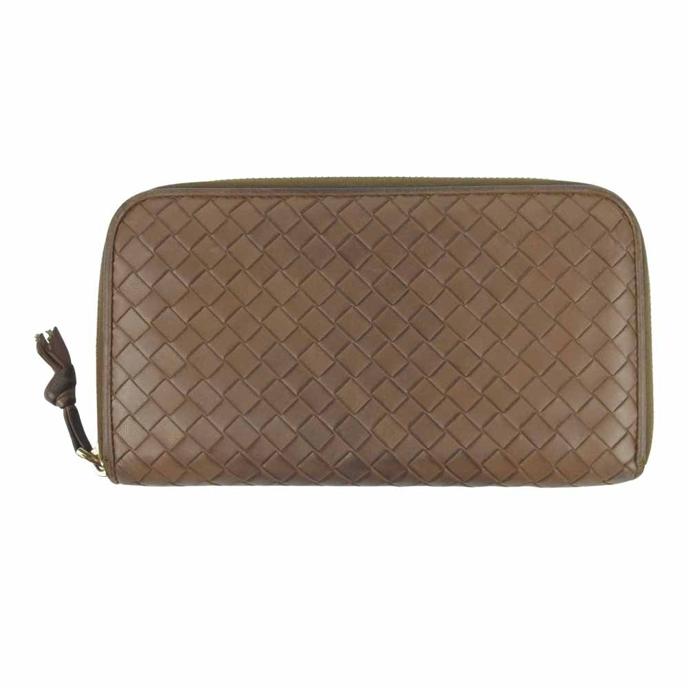 BOTTEGAVENETA ボッテガヴェネタ 114076 V0013 2510 イントレチャート ラウンドジップ ウォレット 財布 ブラウン系【中古】