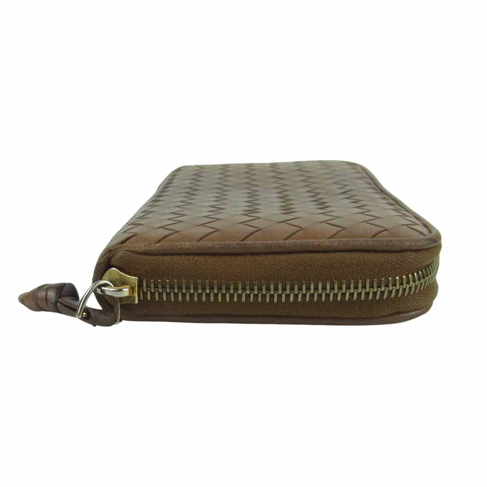 BOTTEGAVENETA ボッテガヴェネタ 114076 V0013 2510 イントレチャート ラウンドジップ ウォレット 財布 ブラウン系【中古】