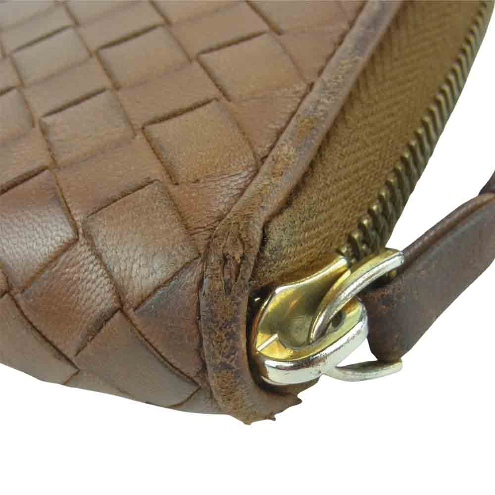 BOTTEGAVENETA ボッテガヴェネタ 114076 V0013 2510 イントレチャート ラウンドジップ ウォレット 財布 ブラウン系【中古】