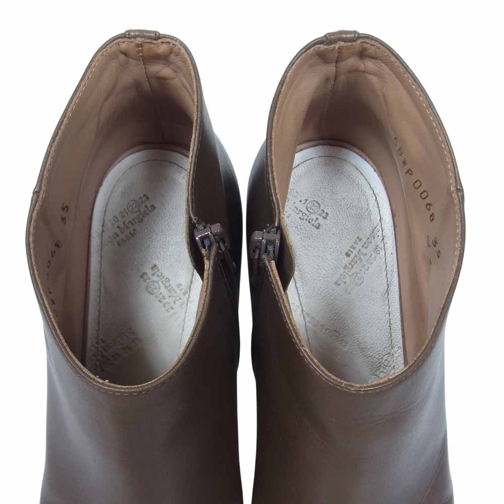 MAISON MARGIELA メゾンマルジェラ 22ライン 58WP0068 イタリア製 peep toe booties オープン トゥ ブーティ ショート ブーツ ダークブラウン系 35【中古】