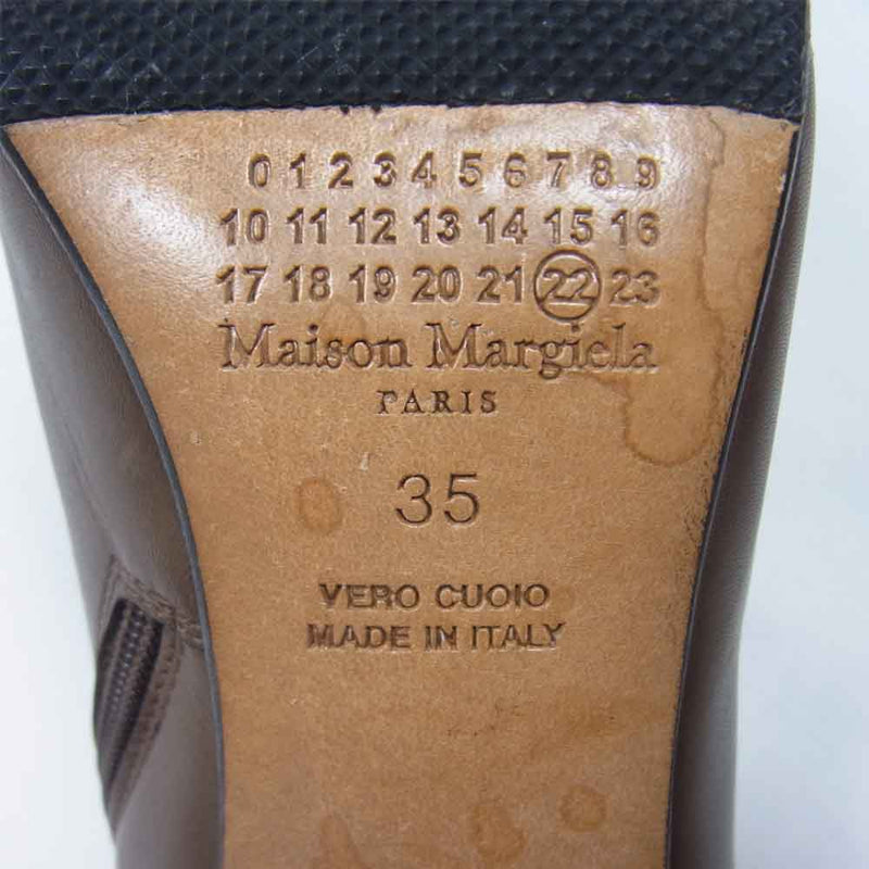 MAISON MARGIELA メゾンマルジェラ 22ライン 58WP0068 イタリア製 peep toe booties オープン トゥ ブーティ ショート ブーツ ダークブラウン系 35【中古】