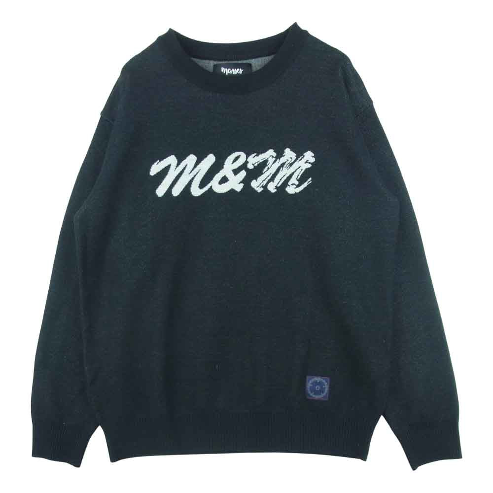 MASSES マシス × m&m エムアンドエム SWEATER BONE LOGO ボーンロゴ ジャガード セーター ニット ブラック系 M【美品】【中古】