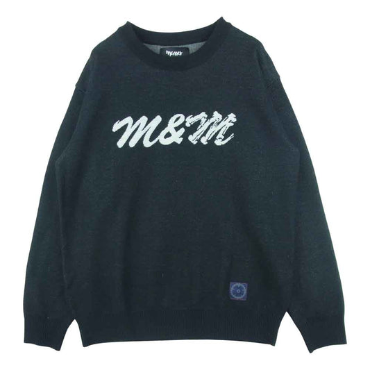 MASSES マシス × m&m エムアンドエム SWEATER BONE LOGO ボーンロゴ ジャガード セーター ニット ブラック系 M【美品】【中古】