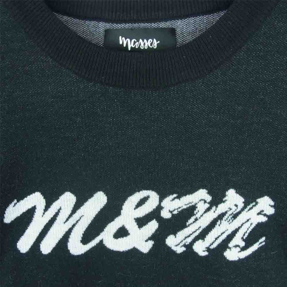 MASSES マシス × m&m エムアンドエム SWEATER BONE LOGO ボーンロゴ ジャガード セーター ニット ブラック系 M【美品】【中古】