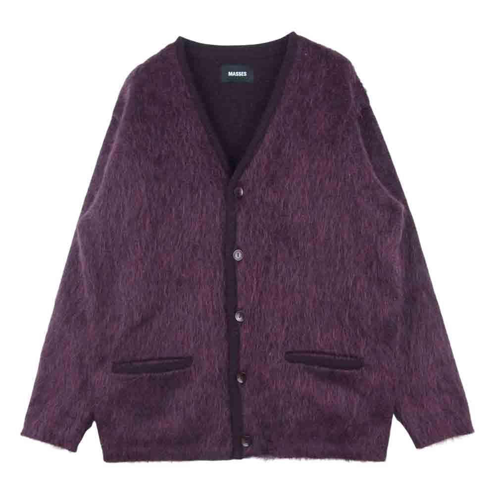 MASSES マシス MOHAIR CARDIGAN モヘア カーディガン ウール ナイロン 日本製 マルーン系 M【美品】【中古】
