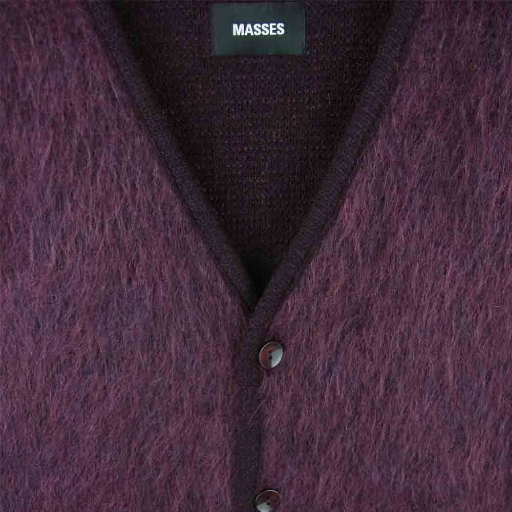 MASSES マシス MOHAIR CARDIGAN モヘア カーディガン ウール ナイロン 日本製 マルーン系 M【美品】【中古】
