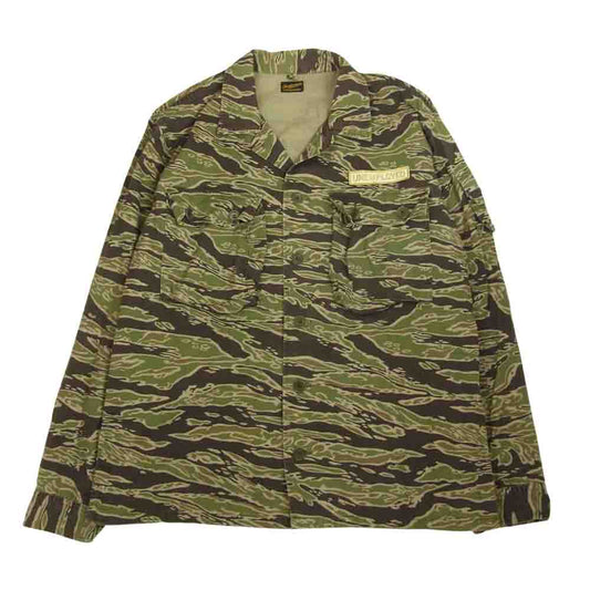 TENDERLOIN テンダーロイン 14SS T-BAMBOO SHT バンブーシャツ タイガーカモ ミリタリー シャツ カーキ系 L【中古】