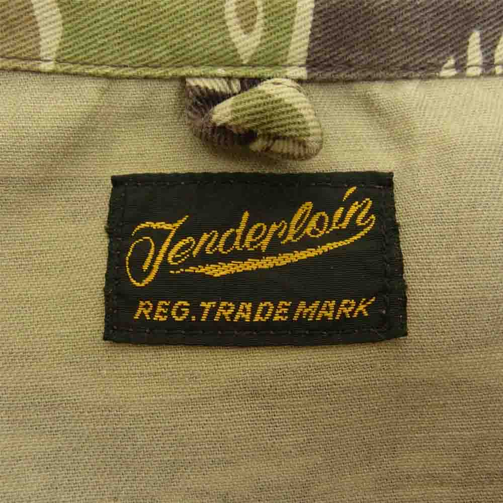 TENDERLOIN テンダーロイン 14SS T-BAMBOO SHT バンブーシャツ タイガーカモ ミリタリー シャツ カーキ系 L【中古】