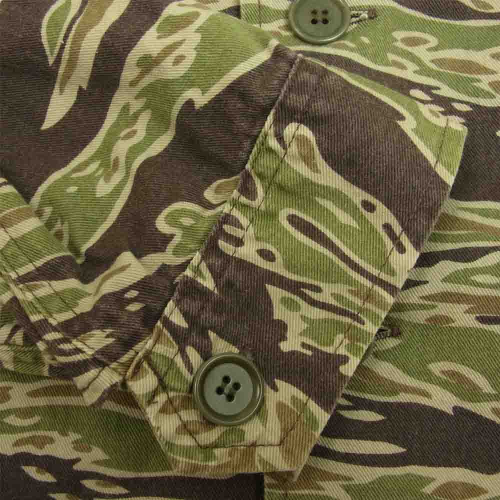 TENDERLOIN テンダーロイン 14SS T-BAMBOO SHT バンブーシャツ タイガーカモ ミリタリー シャツ カーキ系 L【中古】