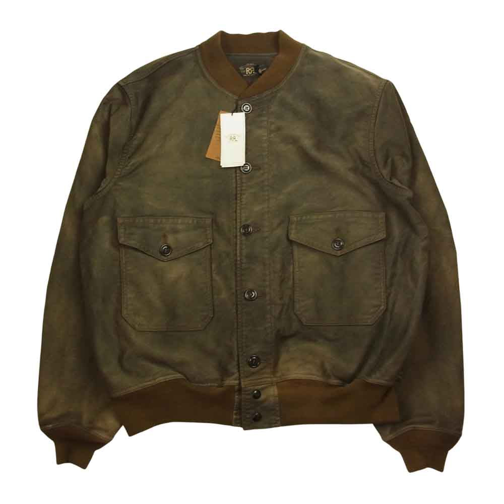 RRL ダブルアールエル 19SS 国内正規品 20s ヴィンテージ加工 コットン ツイル フライト ジャケット ブラウン系 XXL【新古品】【未使用】【中古】