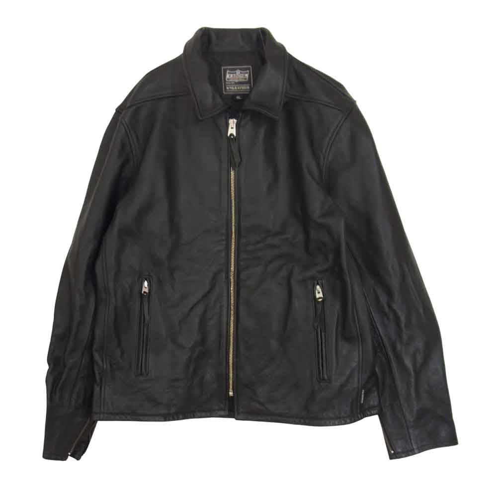 KADOYA カドヤ カウレザー 襟付 シングル ライダース ブラック系 4L【中古】