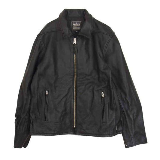 KADOYA カドヤ カウレザー 襟付 シングル ライダース ブラック系 4L【中古】