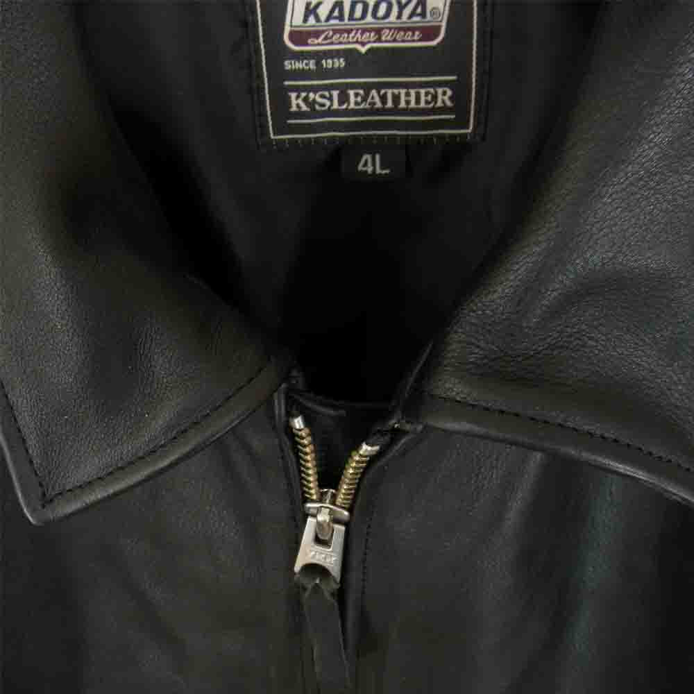 KADOYA カドヤ カウレザー 襟付 シングル ライダース ブラック系 4L【中古】