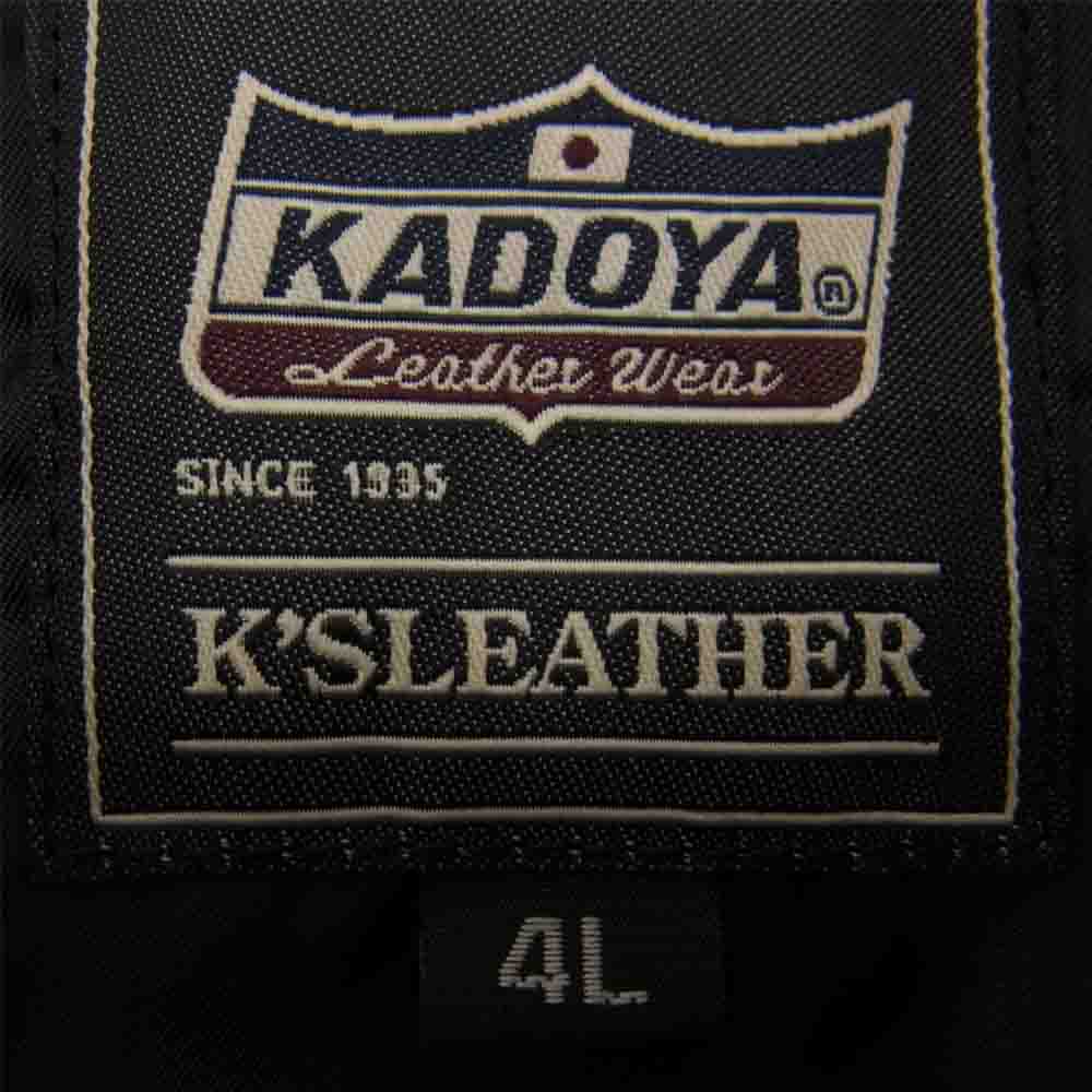 KADOYA カドヤ カウレザー 襟付 シングル ライダース ブラック系 4L【中古】