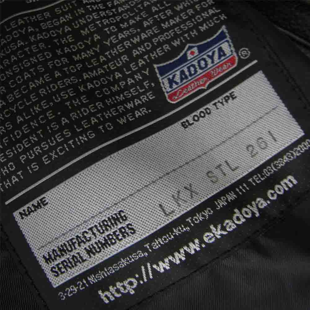 KADOYA カドヤ カウレザー 襟付 シングル ライダース ブラック系 4L【中古】