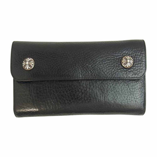 CHROME HEARTS クロムハーツ（原本有） WAVE WALLET ウェーブ CH クロスボールボタン ウォレット ブラック系【中古】