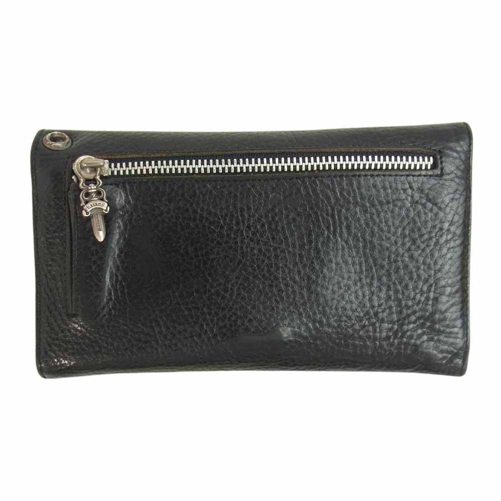CHROME HEARTS クロムハーツ（原本有） WAVE WALLET ウェーブ CH クロスボールボタン ウォレット ブラック系【中古】