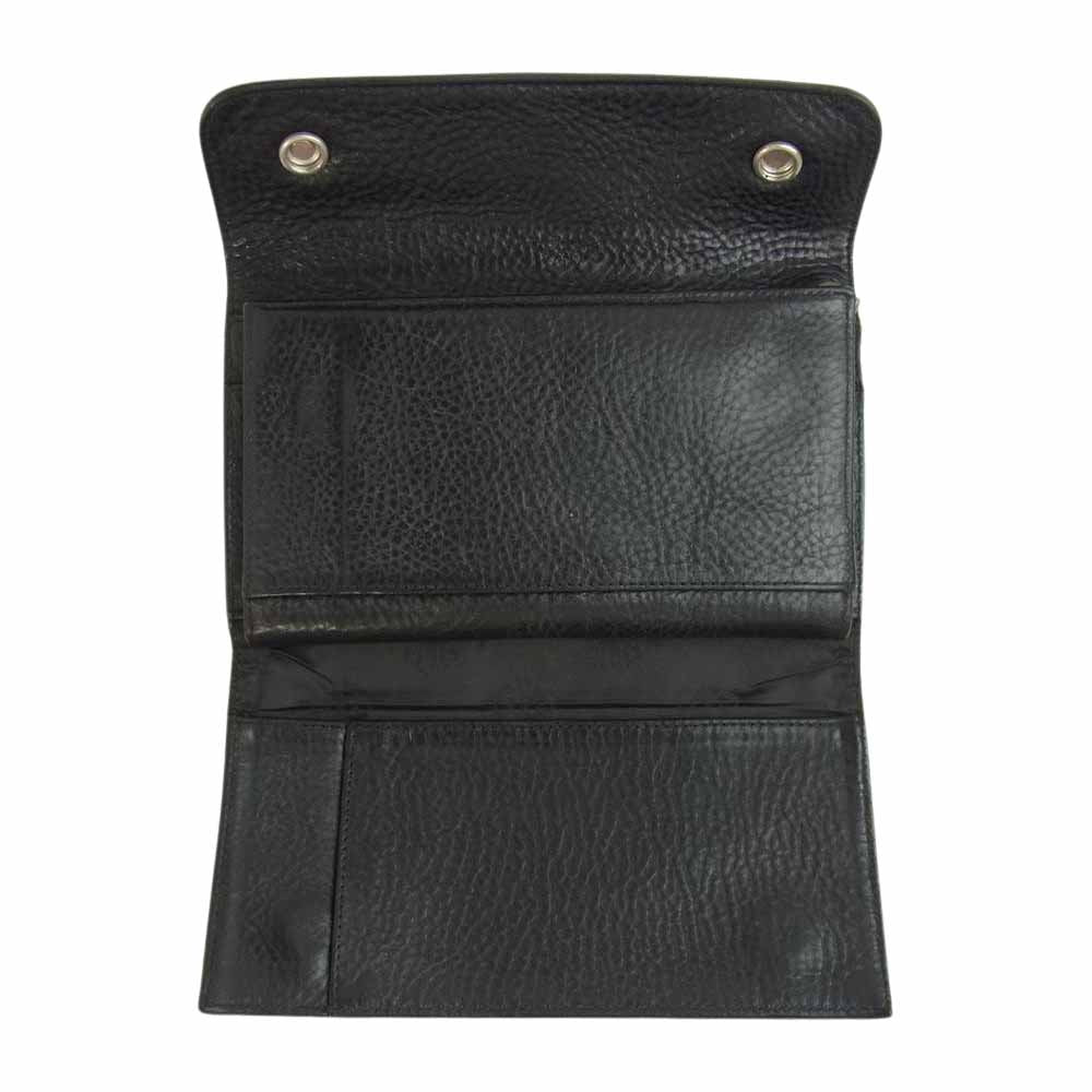 CHROME HEARTS クロムハーツ（原本有） WAVE WALLET ウェーブ CH クロスボールボタン ウォレット ブラック系【中古】