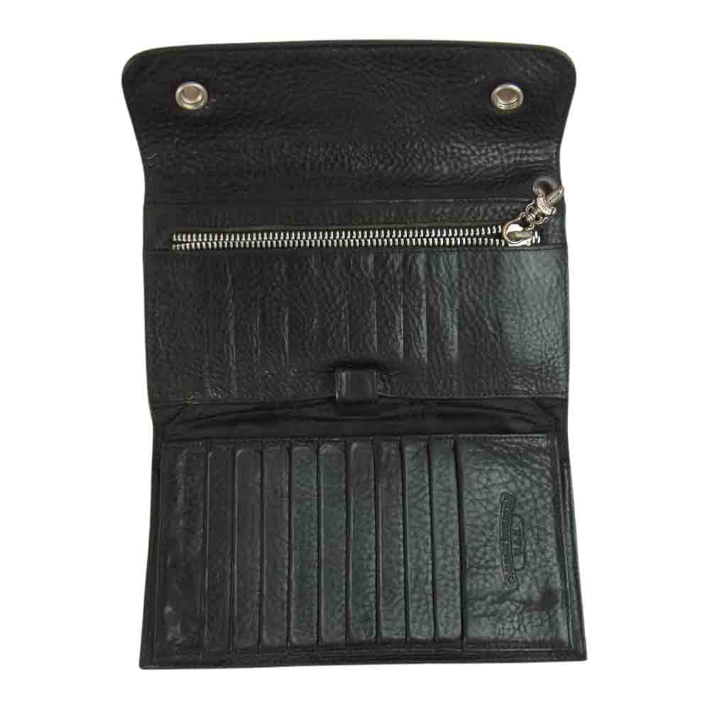 CHROME HEARTS クロムハーツ（原本有） WAVE WALLET ウェーブ CH クロスボールボタン ウォレット ブラック系【中古】