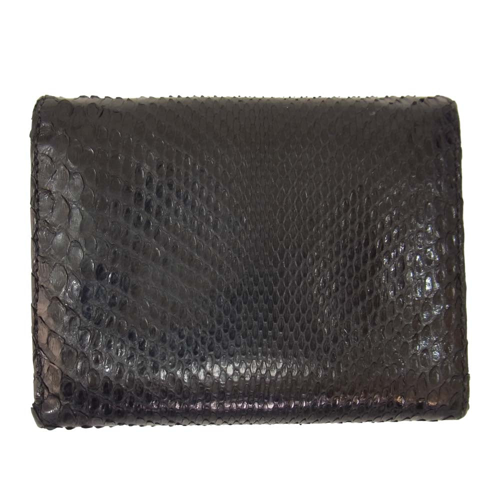 Anya Hindmarch アニヤ・ハインドマーチ 2155002-99 パイソンレザー 三つ折り 財布  ブラック系【中古】