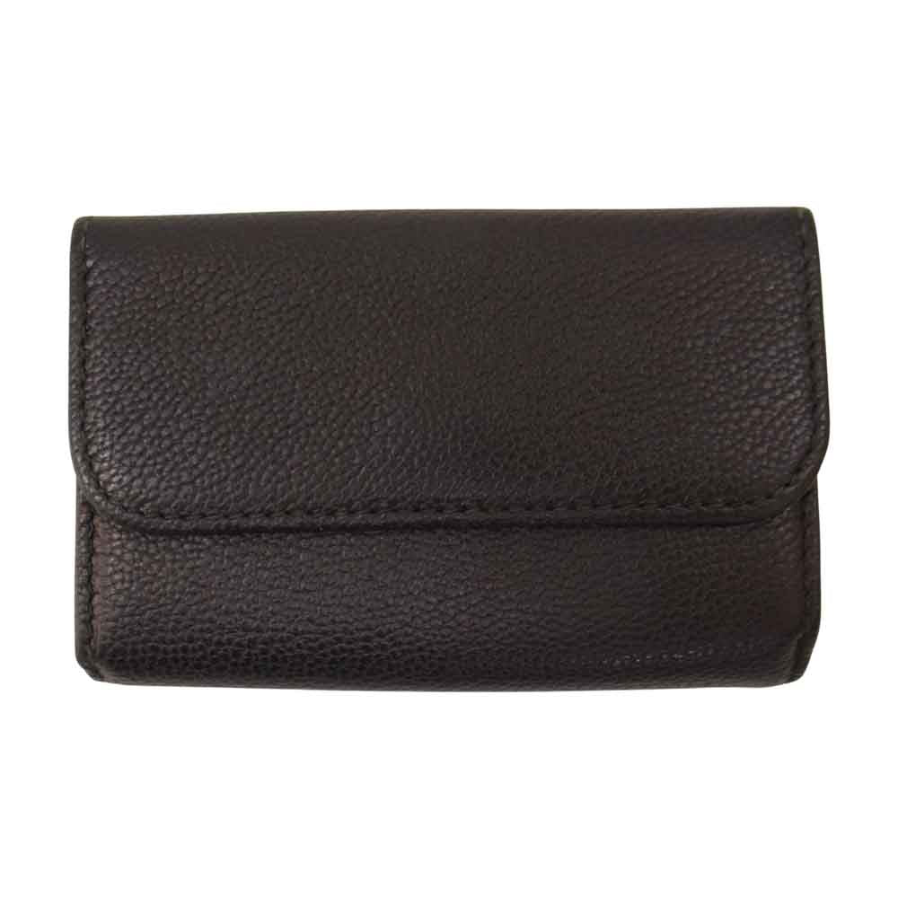 JIL SANDER ジルサンダー ロゴ型押し コンパクト ウォレット 三つ折り ミニ 財布  ブラック系【中古】