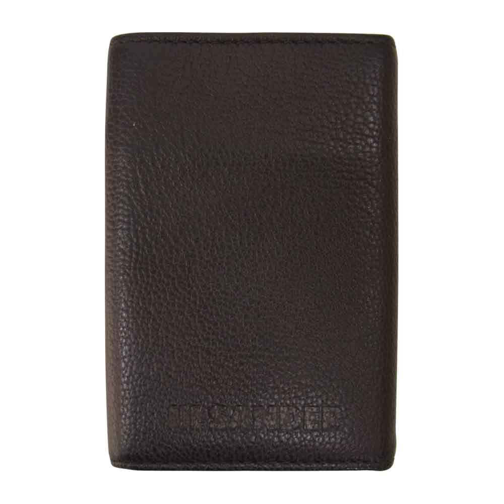 JIL SANDER ジルサンダー ロゴ型押し コンパクト ウォレット 三つ折り ミニ 財布  ブラック系【中古】