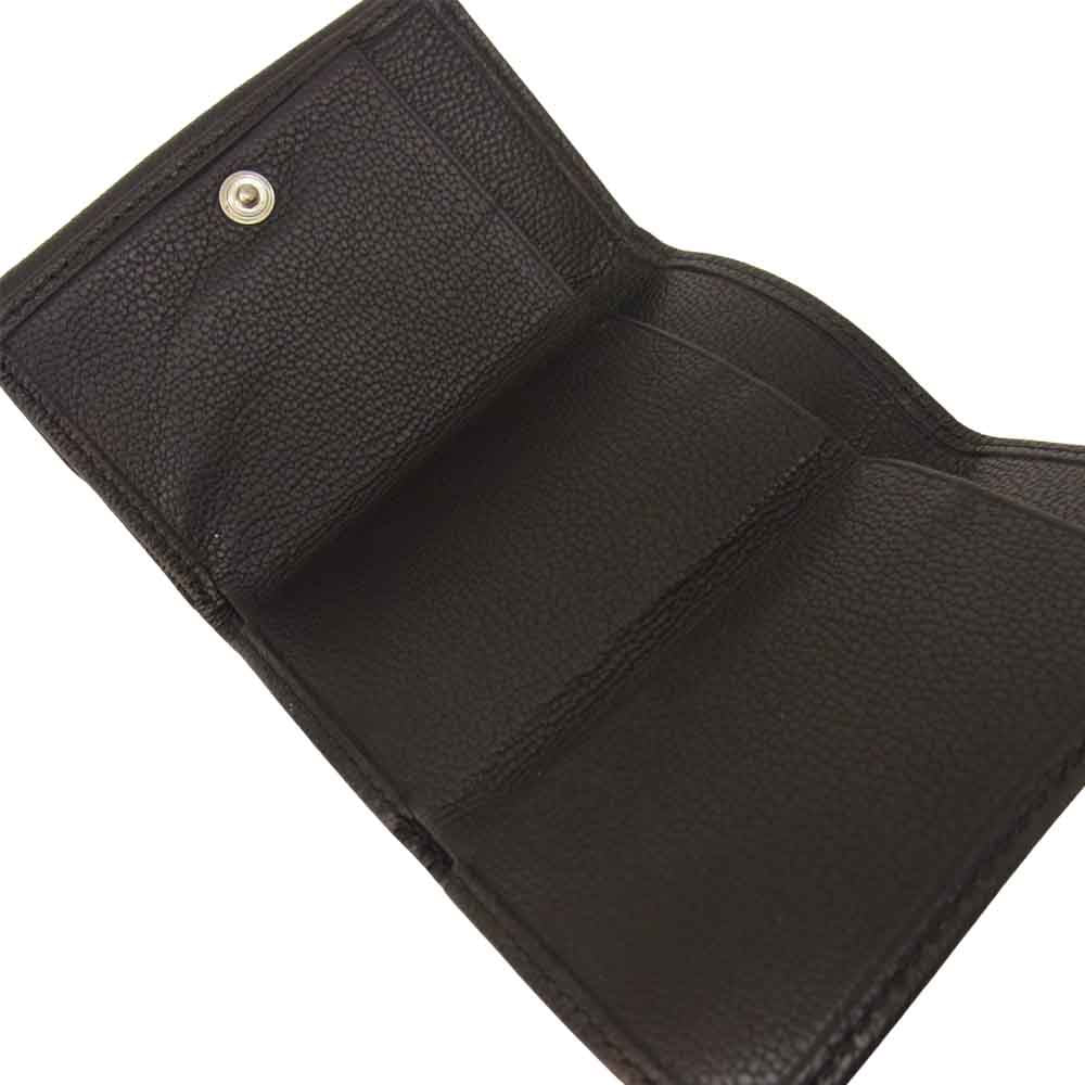 JIL SANDER ジルサンダー ロゴ型押し コンパクト ウォレット 三つ折り ミニ 財布  ブラック系【中古】