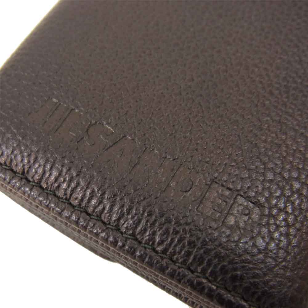 JIL SANDER ジルサンダー ロゴ型押し コンパクト ウォレット 三つ折り ミニ 財布  ブラック系【中古】