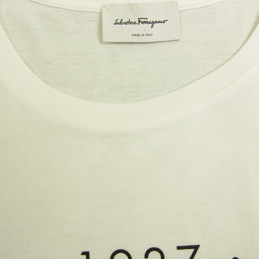 Salvatore Ferragamo サルヴァトーレフェラガモ 国内正規品 50123 Firenze ロゴ Tシャツ ホワイト系 S【中古】
