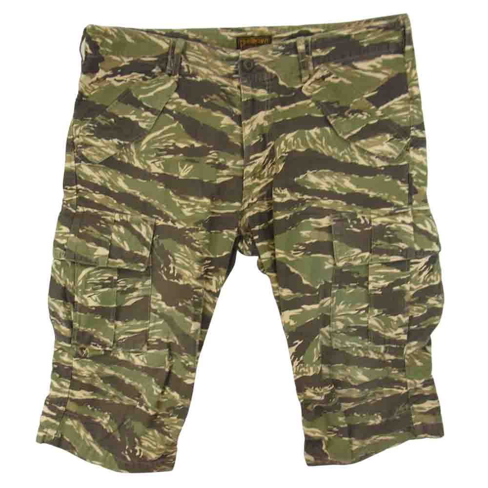 Pherrow's フェローズ 6ポケット クロップド カーゴ パンツ ショーツ タイガー カモ カーキ系 XL【中古】