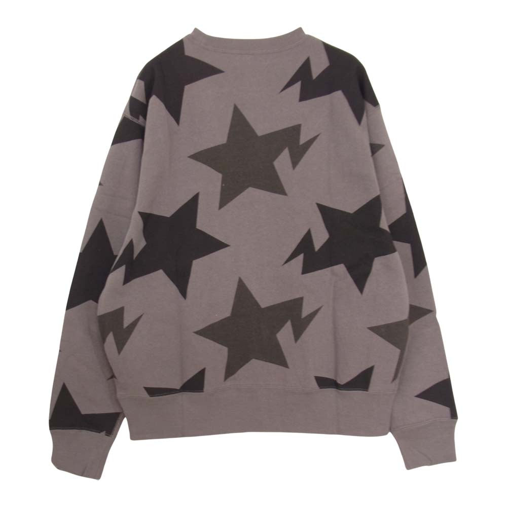 A BATHING APE アベイシングエイプ 1H80113009 STA PATTERN RELAXED FIT CREWNECK スターパターン クルーネック スウェット グレー系 M【新古品】【未使用】【中古】