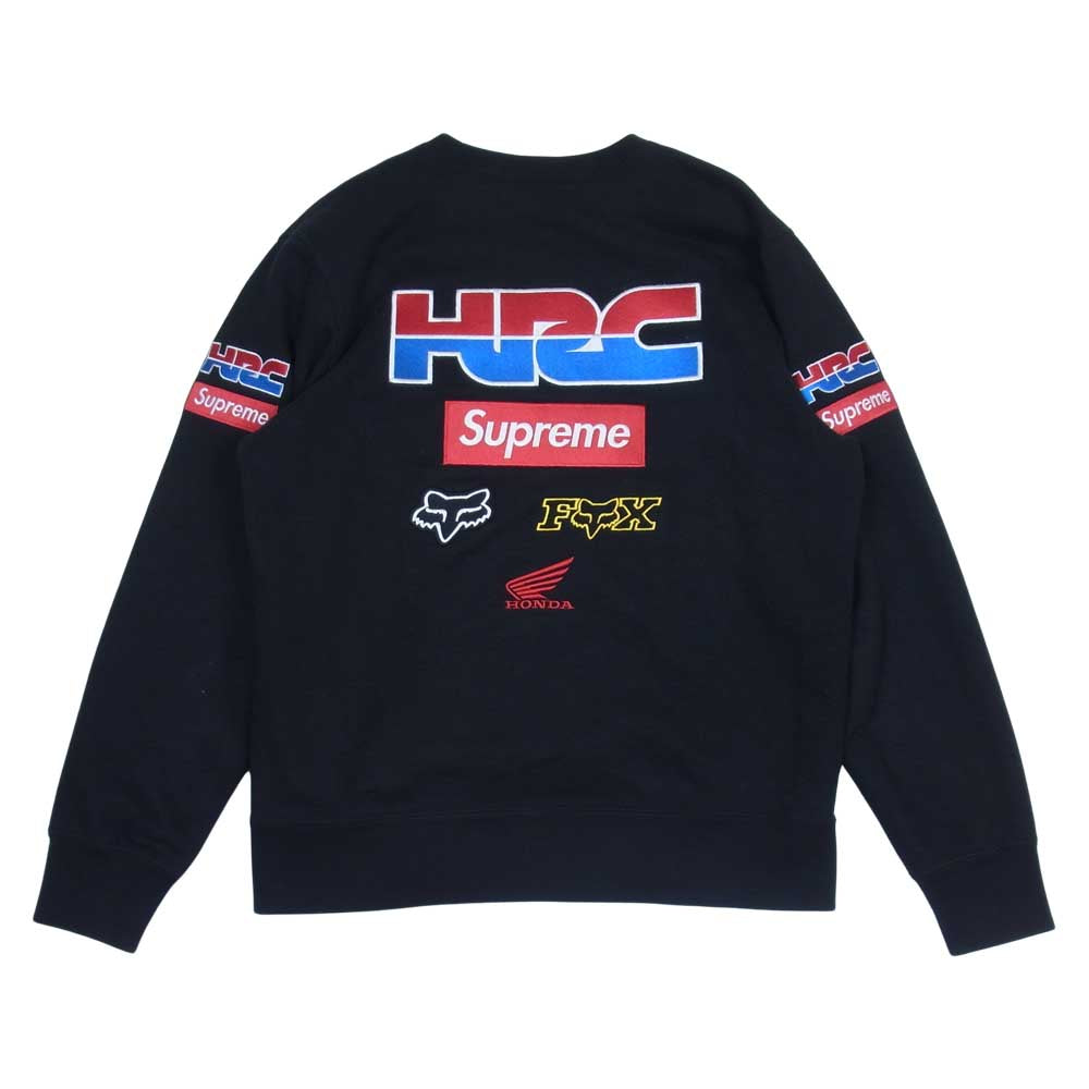 Supreme シュプリーム 19AW   Honda x Fox Racing Crewneck ホンダ フォックスレーシング クルーネック ボックスロゴ スウェット トレーナー ブラック系 M【中古】