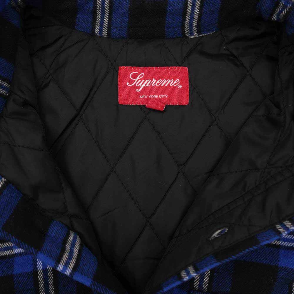 Supreme シュプリーム 19AW Quilted Arc Logo Flannel Shirt キルテッド アーチロゴ フランネル シャツ ブルー系 S【美品】【中古】