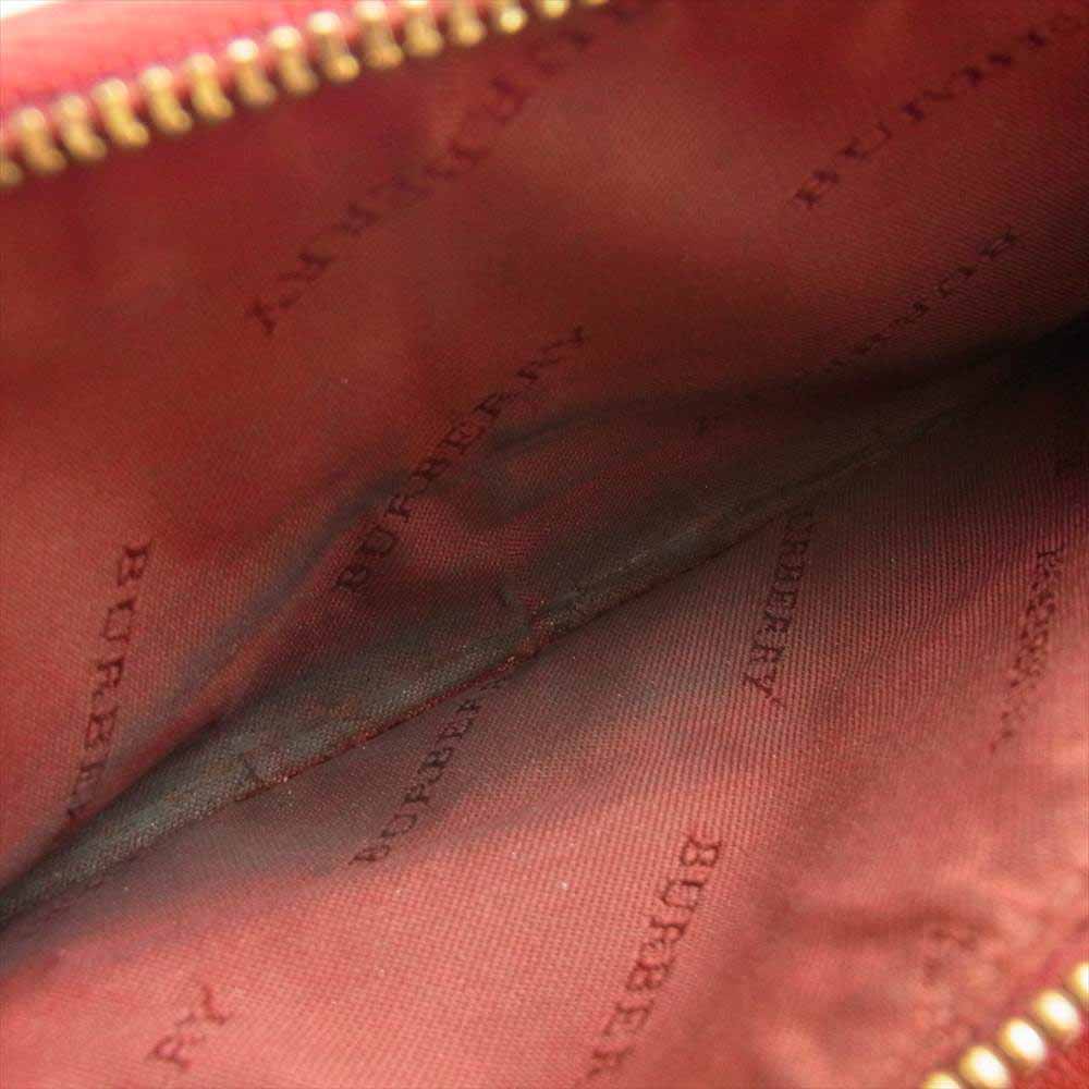 BURBERRY バーバリー イタリア製 ノバチェック レザー フラップ ウォレット 長財布 レッド系【中古】