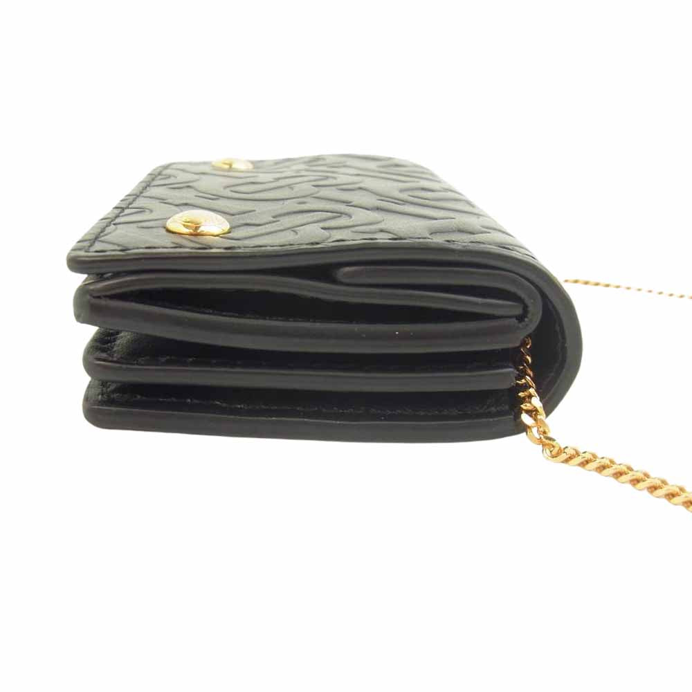 BURBERRY バーバリー TB モノグラム レザー チェーン ミニ ウォレット ブラック系【美品】【中古】