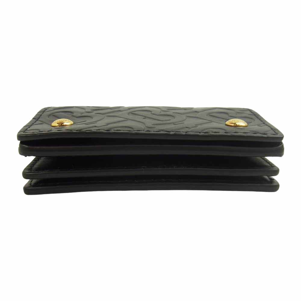 BURBERRY バーバリー TB モノグラム レザー チェーン ミニ ウォレット ブラック系【美品】【中古】