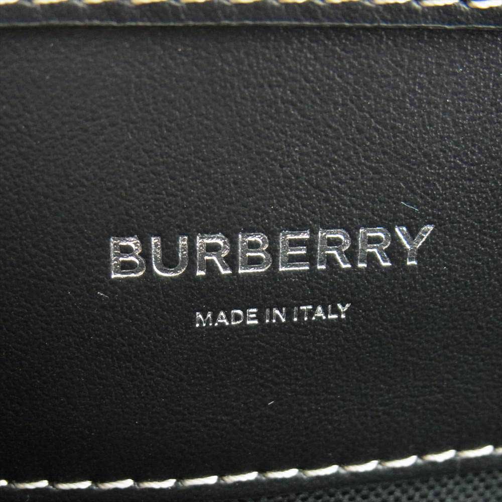 BURBERRY バーバリー キャンバス レザー ポケットバッグ ミディアム  グレー系【美品】【中古】